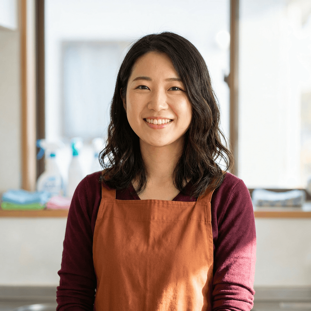 Linda Tran smiling by a clean brick wall